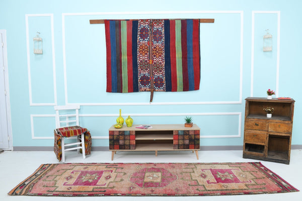 Turkish Vintage Herki Rug 3’3’ x 10’7’