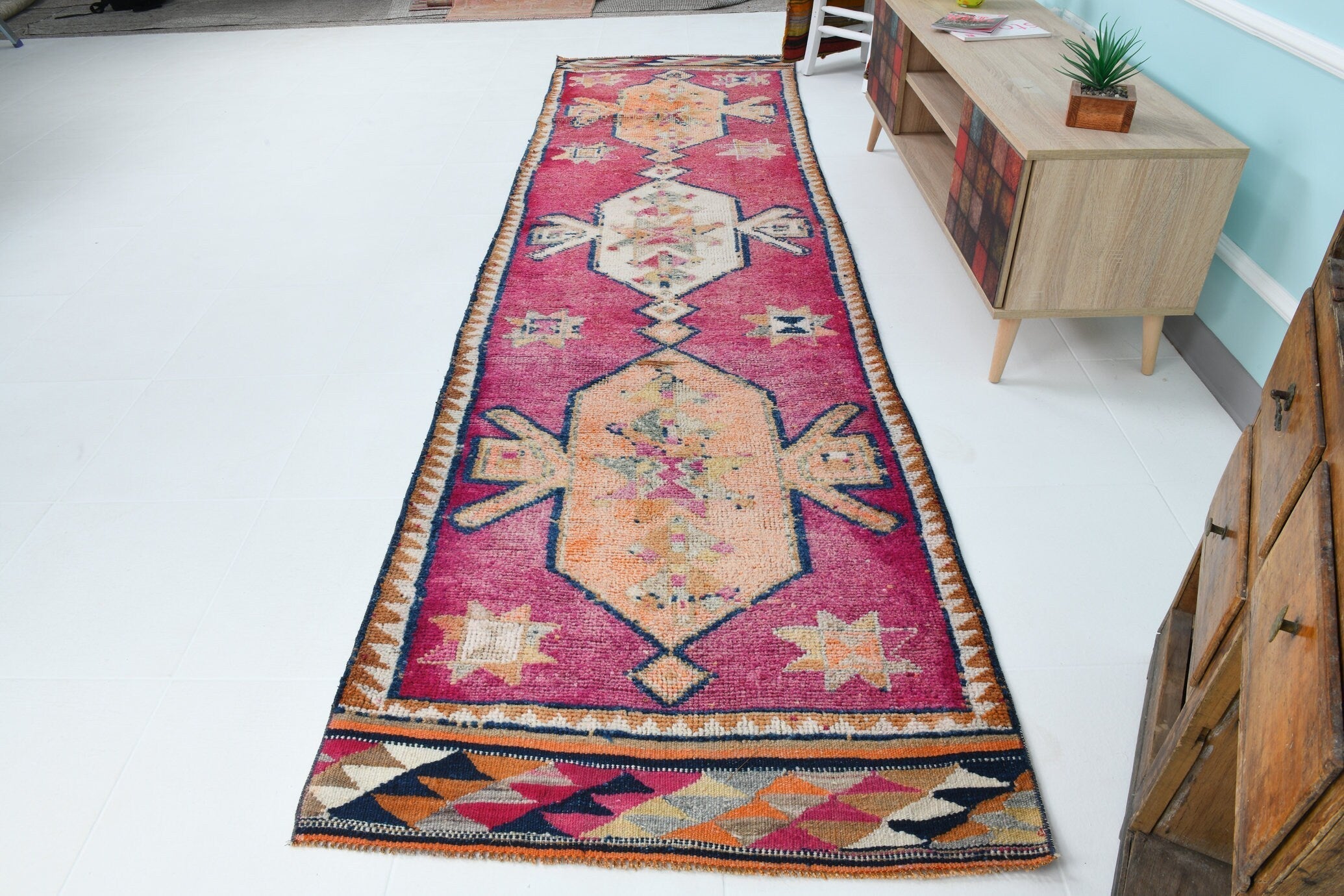 Turkish Vintage Herki Rug 3’3’ x 11’7’