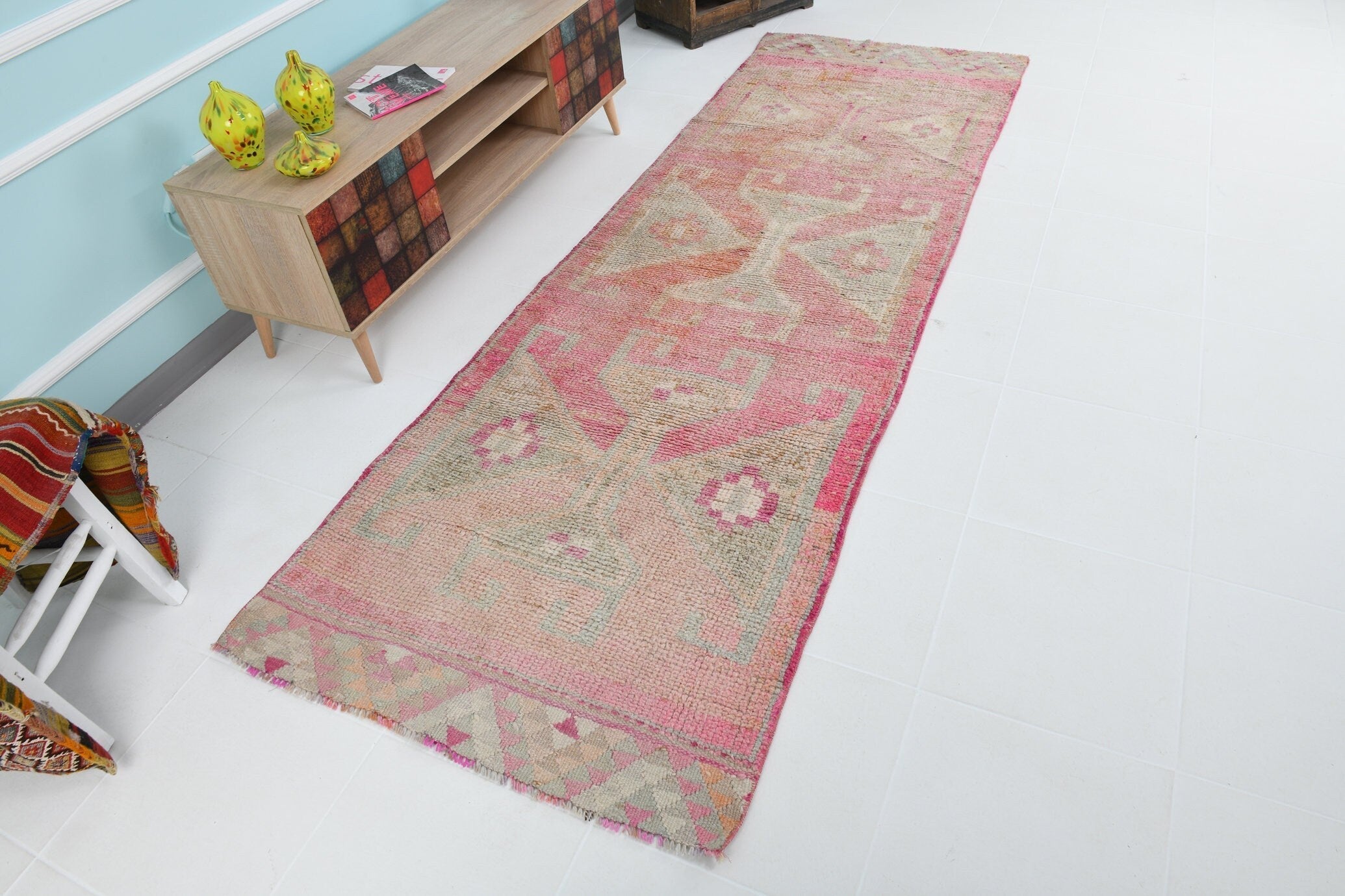 Turkish Vintage Herki Rug 3’3’ x 9’11’