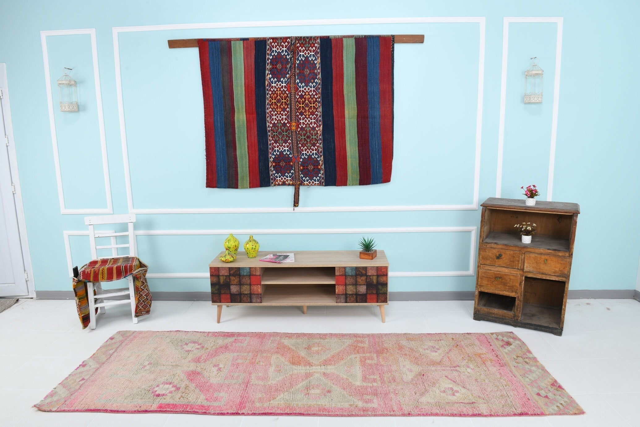 Turkish Vintage Herki Rug 3’3’ x 9’11’