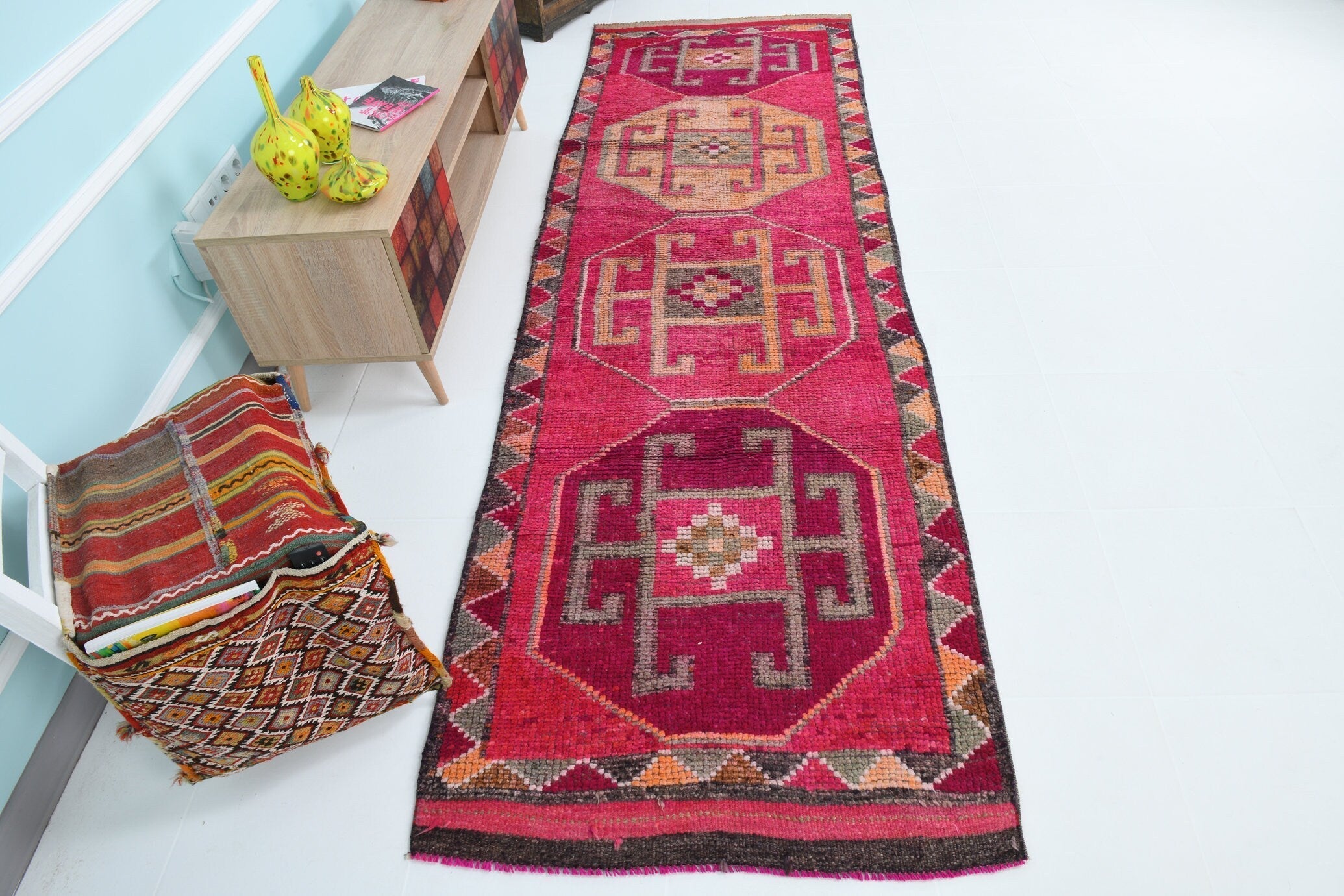 Turkish Vintage Herki Rug 3’4’’ x 10’7’’