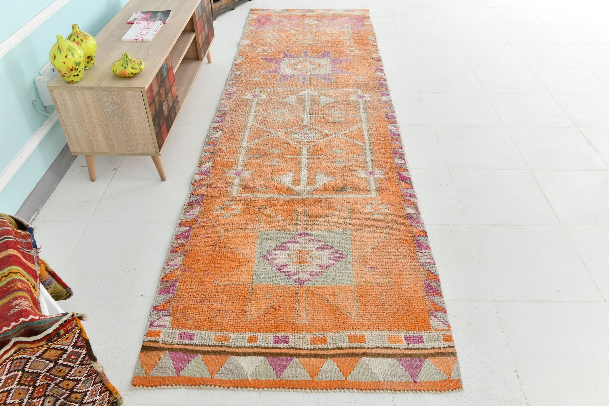 Turkish Vintage Herki Rug 3’5’ x 11’4’