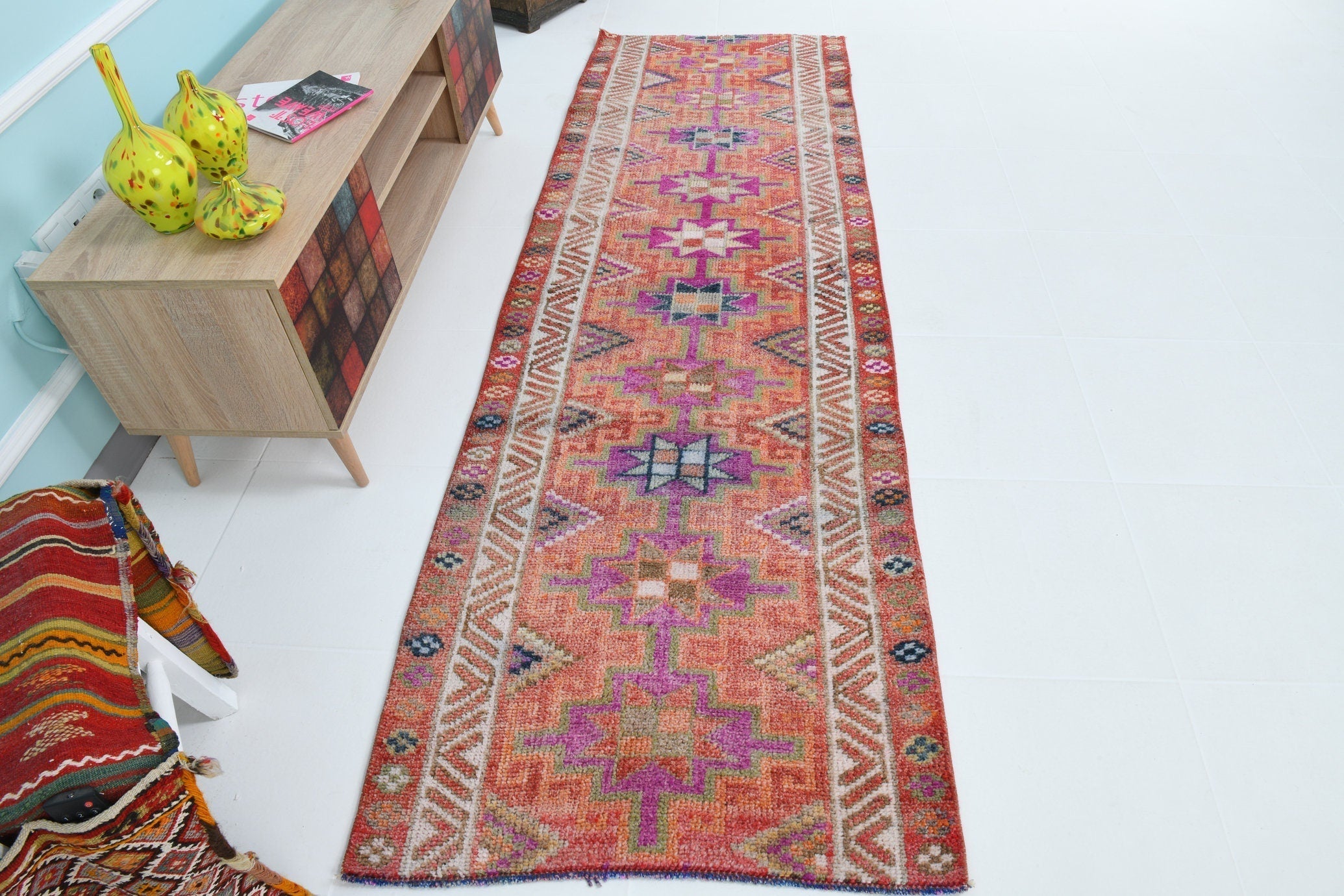 Turkish Vintage Herki Rug 8’10’ x 2’10’