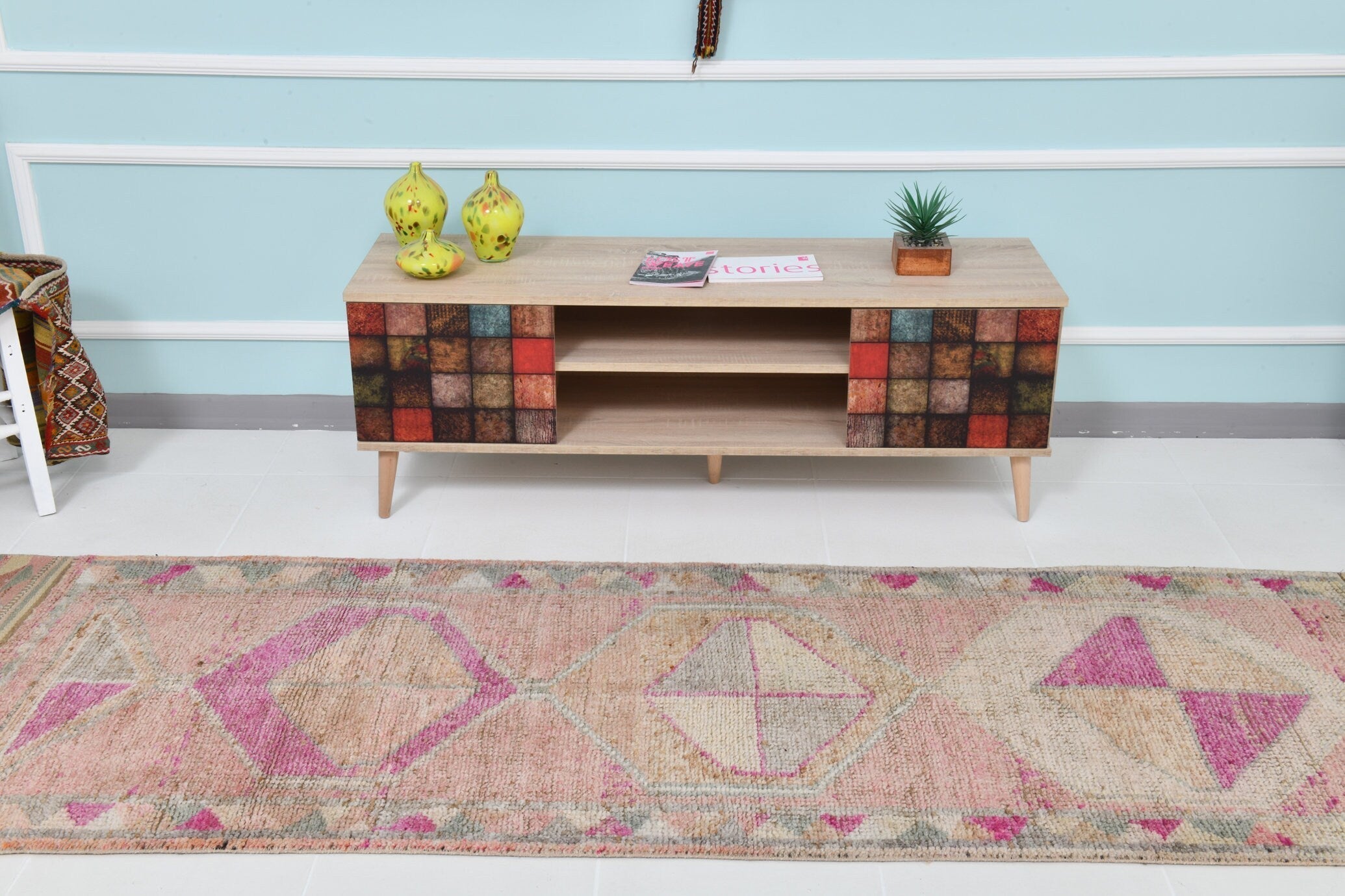 Turkish Vintage Herki Rug 9’3’ x 2’11’