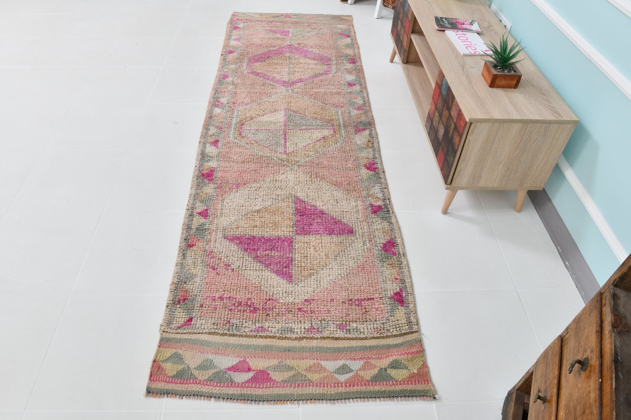 Turkish Vintage Herki Rug 9’3’ x 2’11’