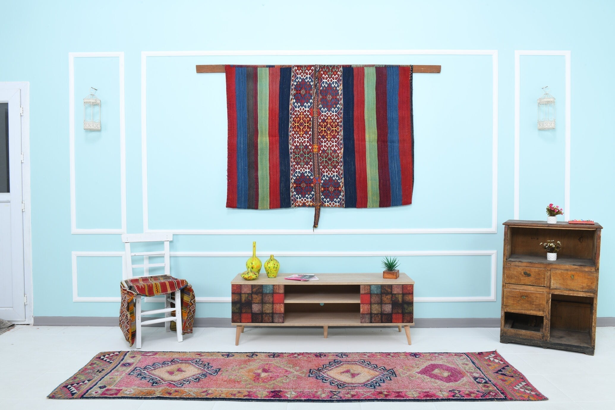 Turkish Vintage Herki Rug 9’6’ x 2’8’
