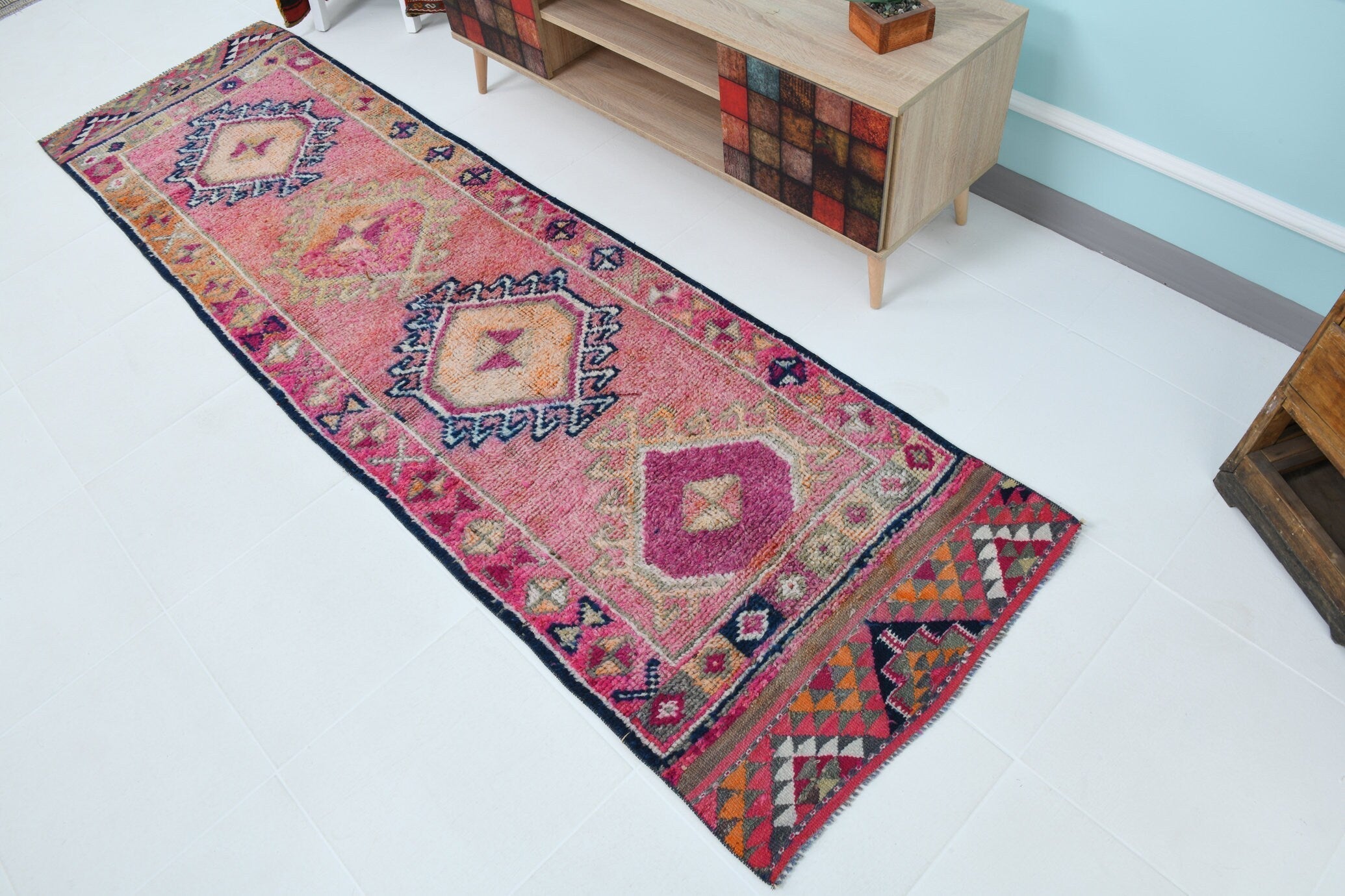 Turkish Vintage Herki Rug 9’6’ x 2’8’