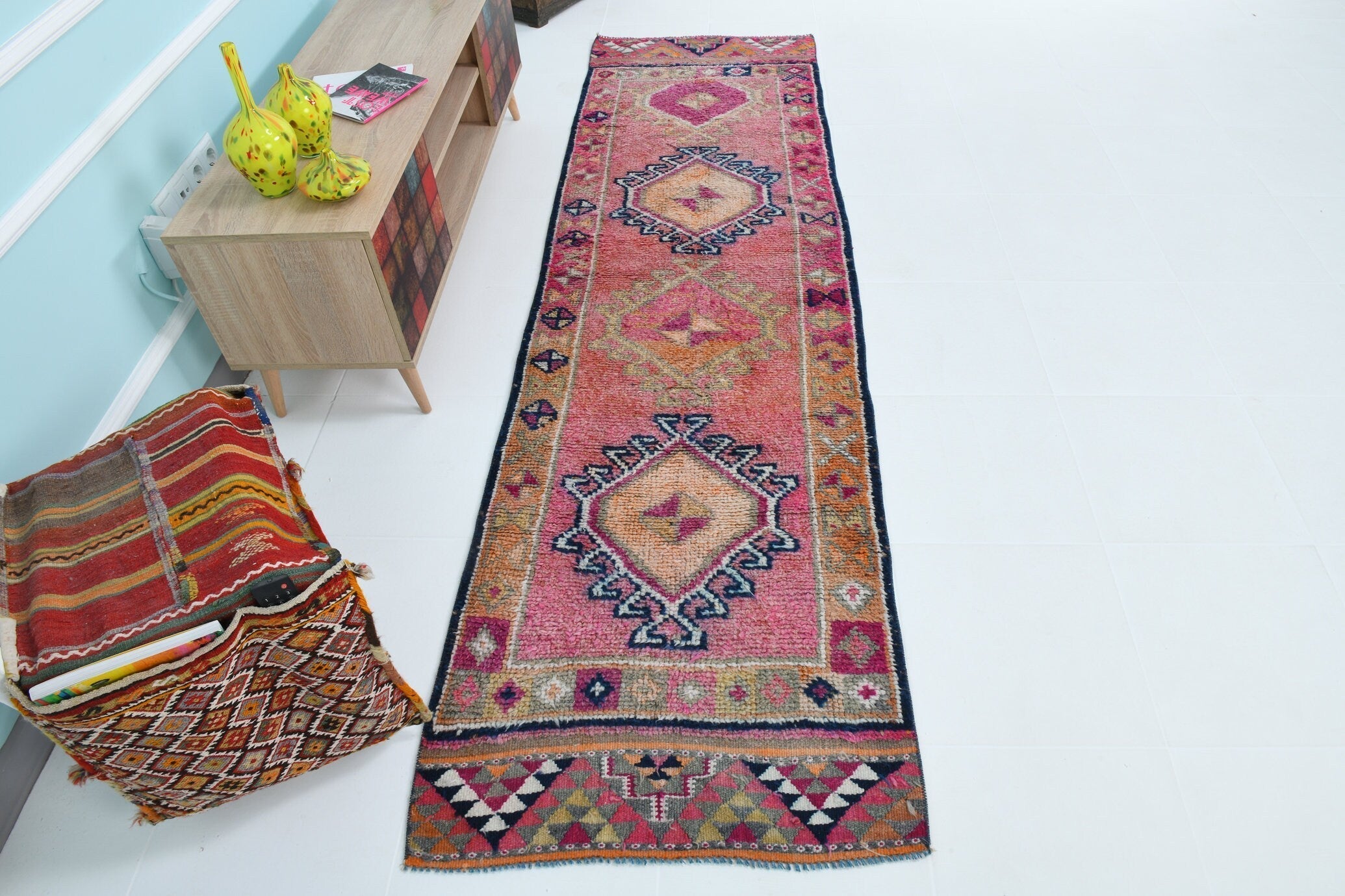 Turkish Vintage Herki Rug 9’6’ x 2’8’
