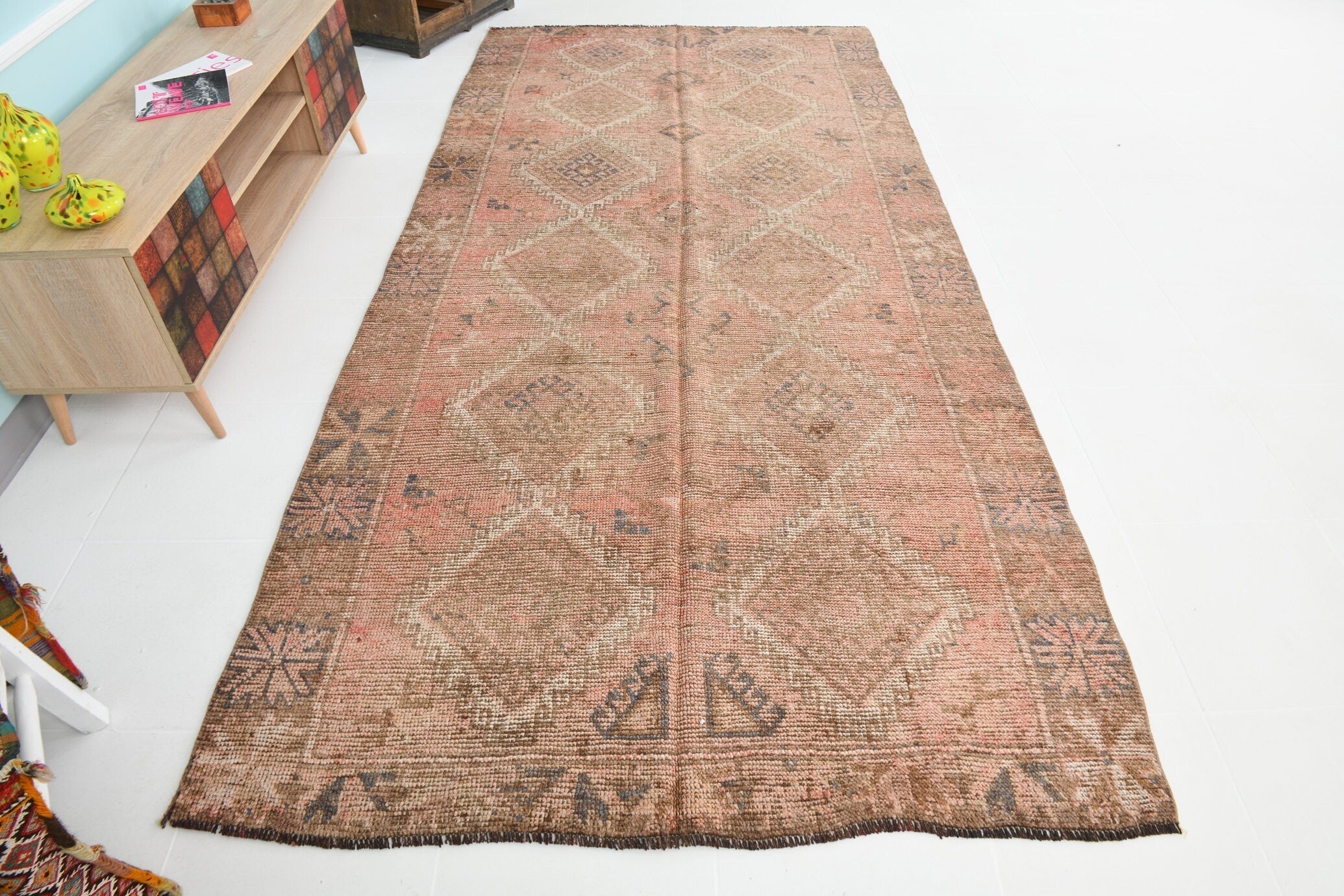 Turkish Vintage Kars Rug 10’8’ x 5’1’