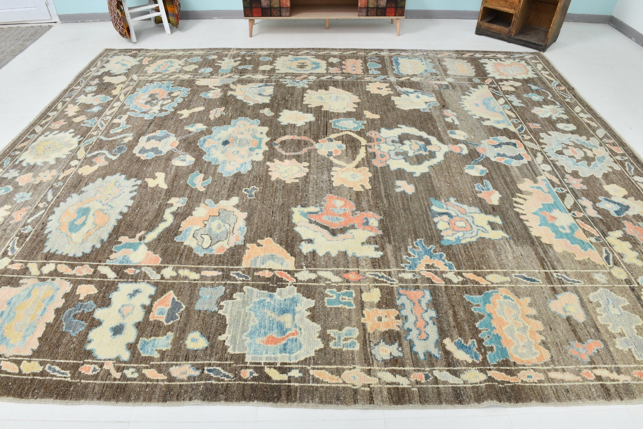 Turkish Vintage Oushak Rug 12’3’’ x 10’0’’