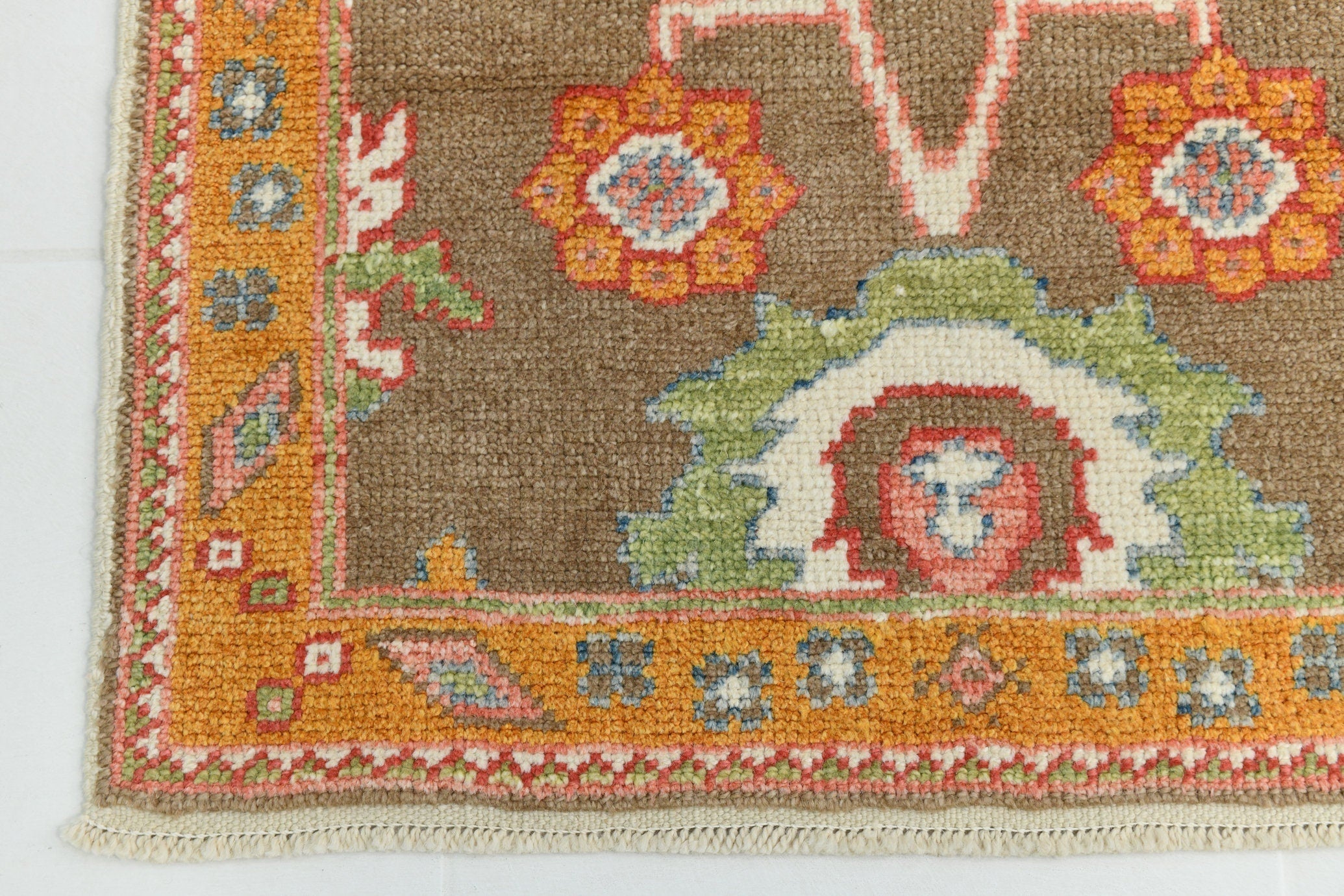 Turkish Vintage Oushak Rug 13’8’ x 2’10’