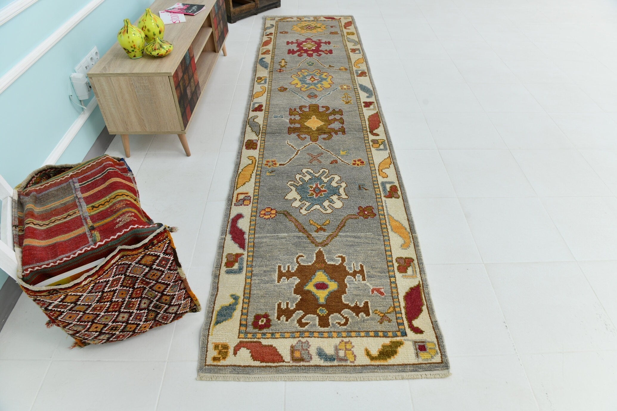 Turkish Vintage Oushak Rug 2’10’’ x 11’5’’