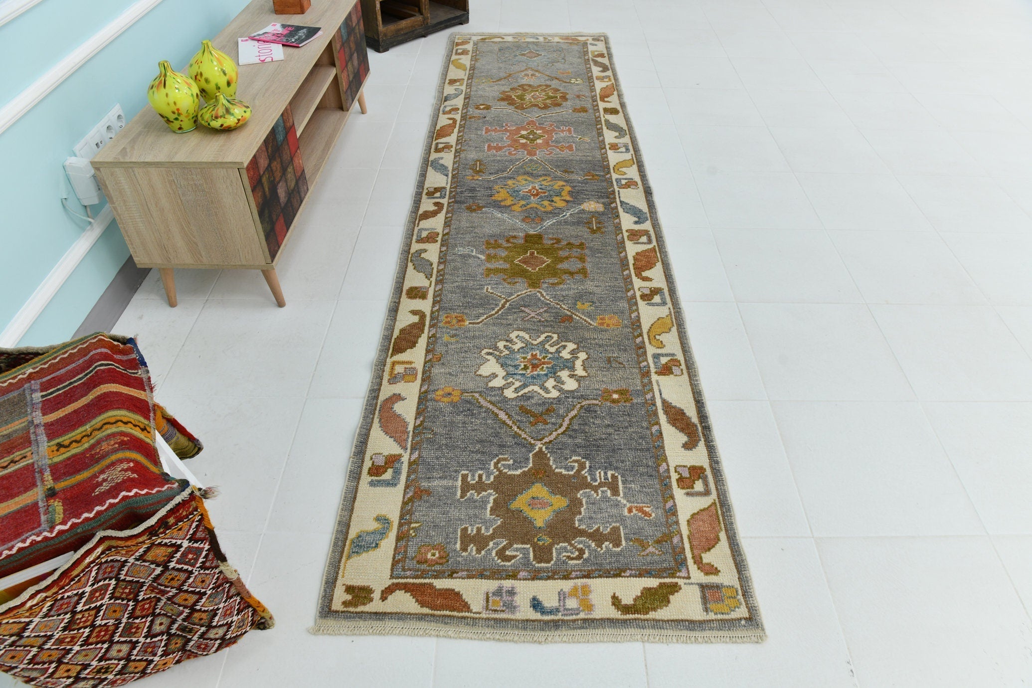 Turkish Vintage Oushak Rug 2’11’’ x 10’11’’