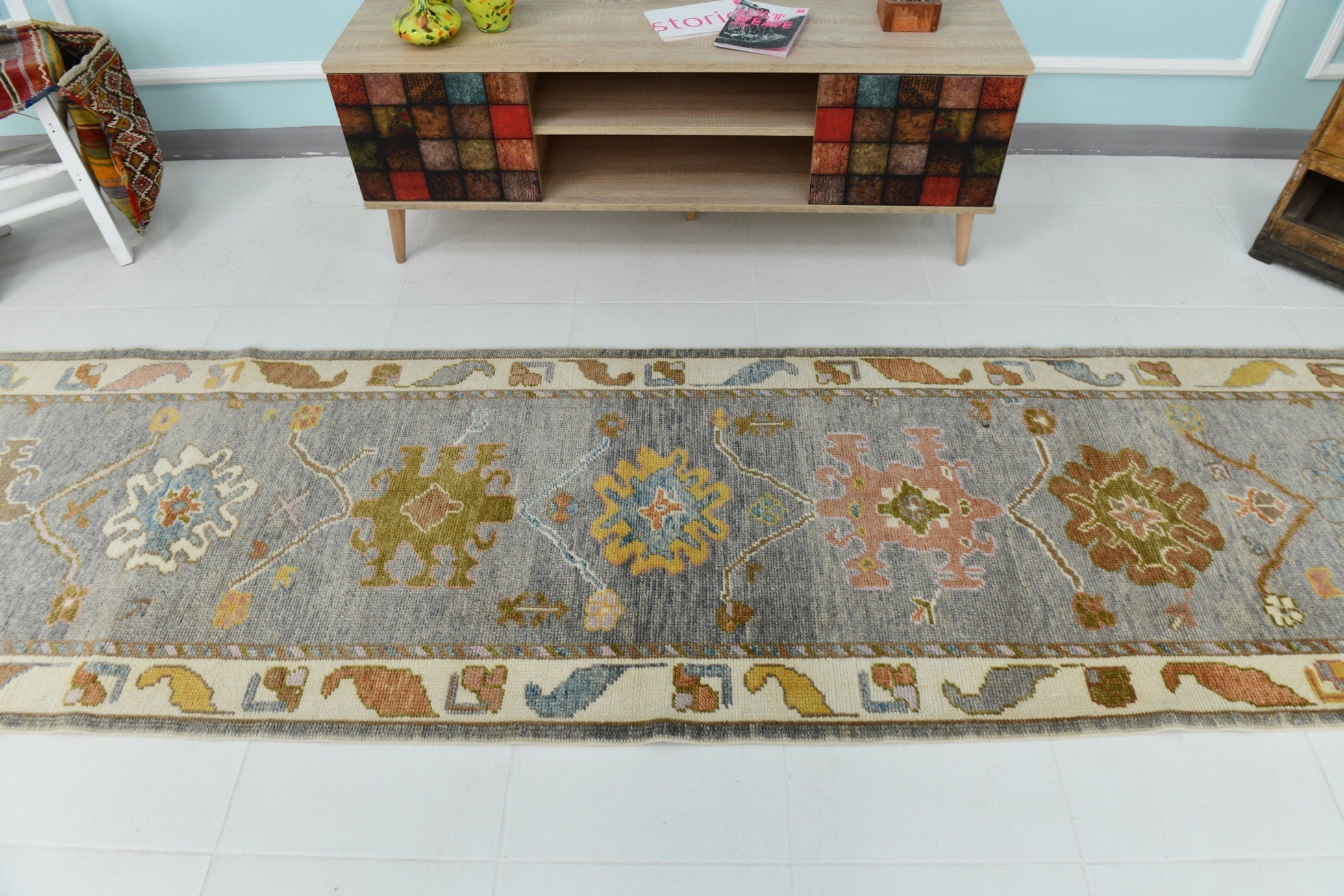 Turkish Vintage Oushak Rug 2’11’’ x 10’11’’