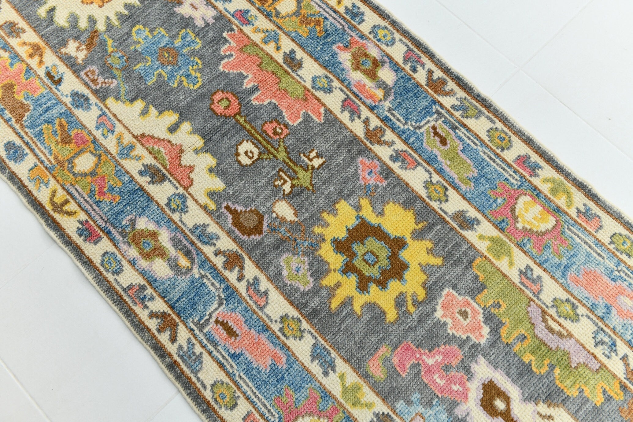 Turkish Vintage Oushak Rug 2’11’ x 10’9’