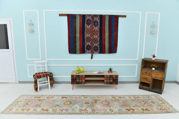 Turkish Vintage Oushak Rug 2’11’ x 12’4’ Green