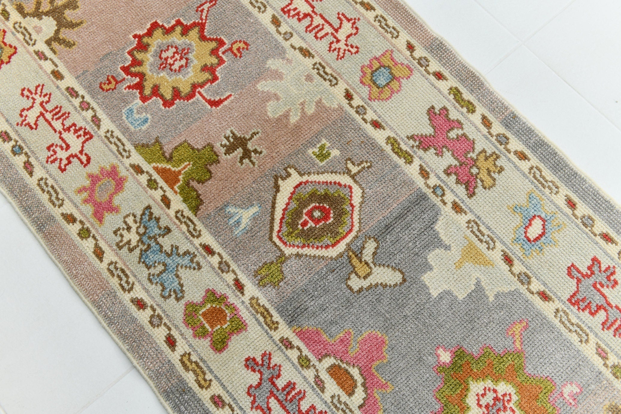 Turkish Vintage Oushak Rug 2’11’ x 12’4’ Green