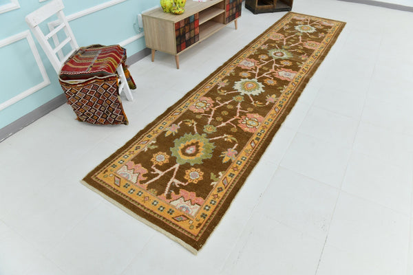Turkish Vintage Oushak Rug 2’11’ x 13’2’