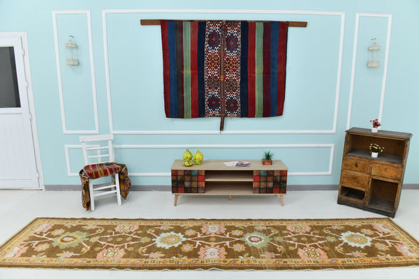 Turkish Vintage Oushak Rug 2’11’ x 13’2’