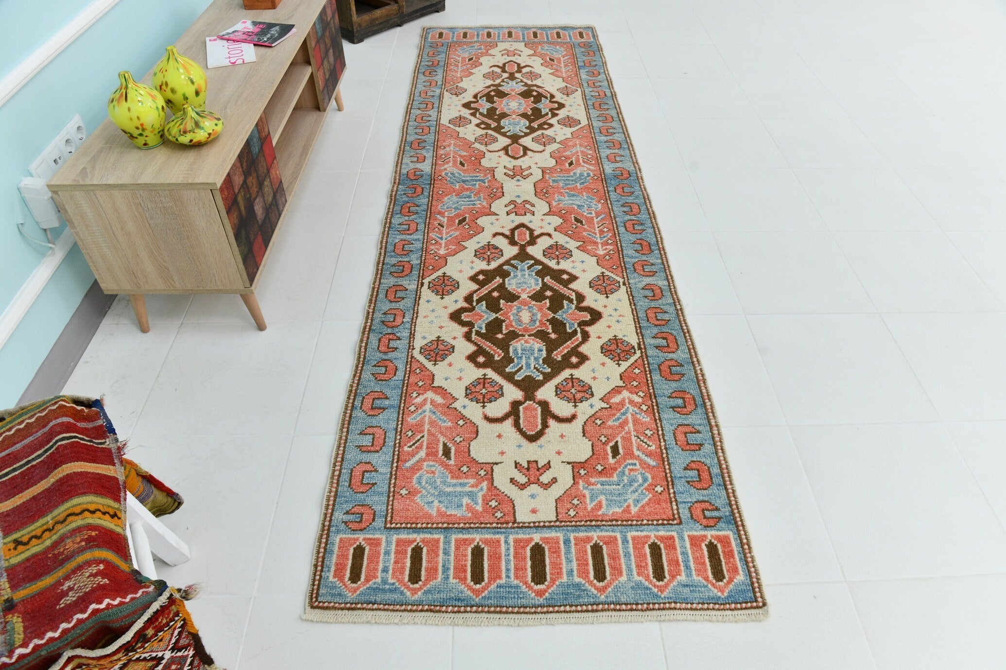 Turkish Vintage Oushak Rug 2’12’’ x 10’2’’