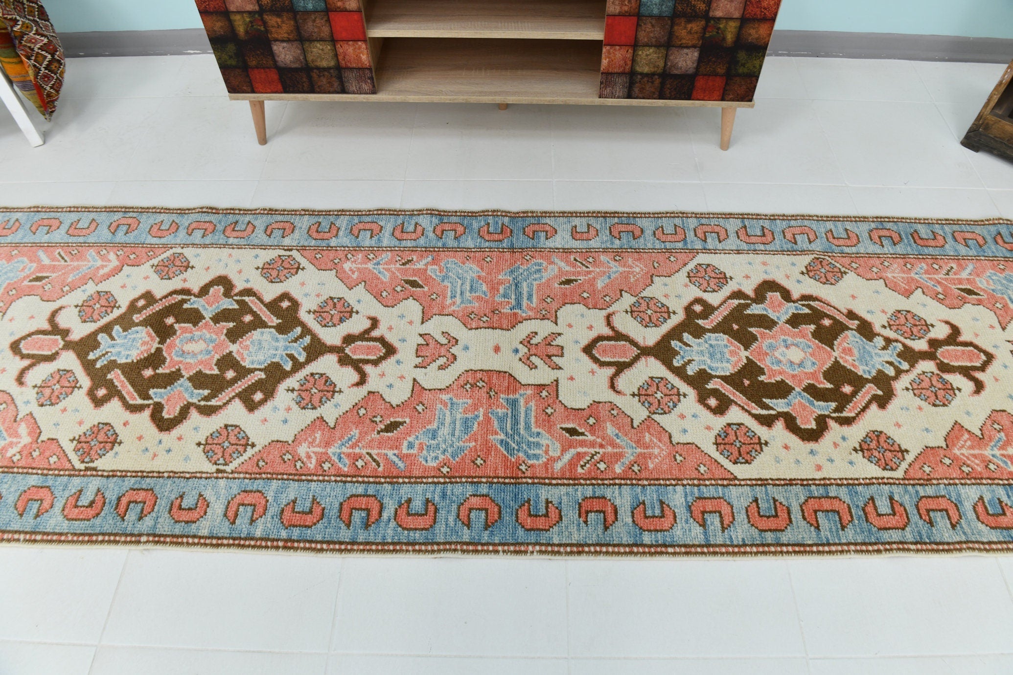Turkish Vintage Oushak Rug 2’12’’ x 10’2’’
