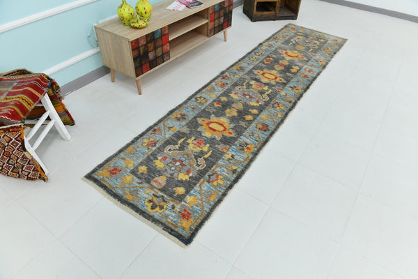 Turkish Vintage Oushak Rug 2’7’’ x 10’5’’