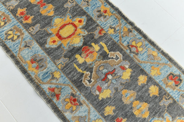 Turkish Vintage Oushak Rug 2’7’’ x 10’5’’