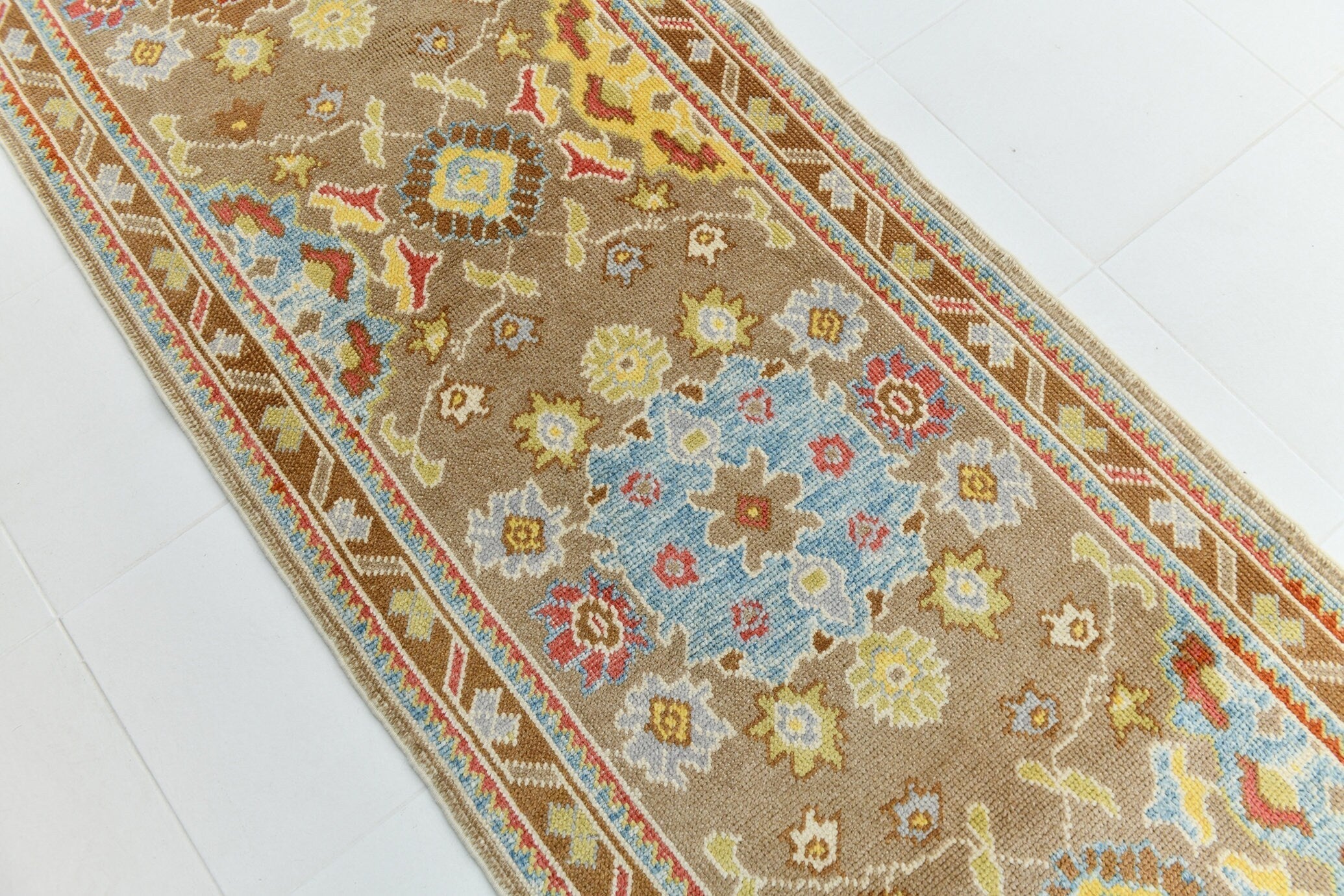 Turkish Vintage Oushak Rug 3’0’ x 15’10’