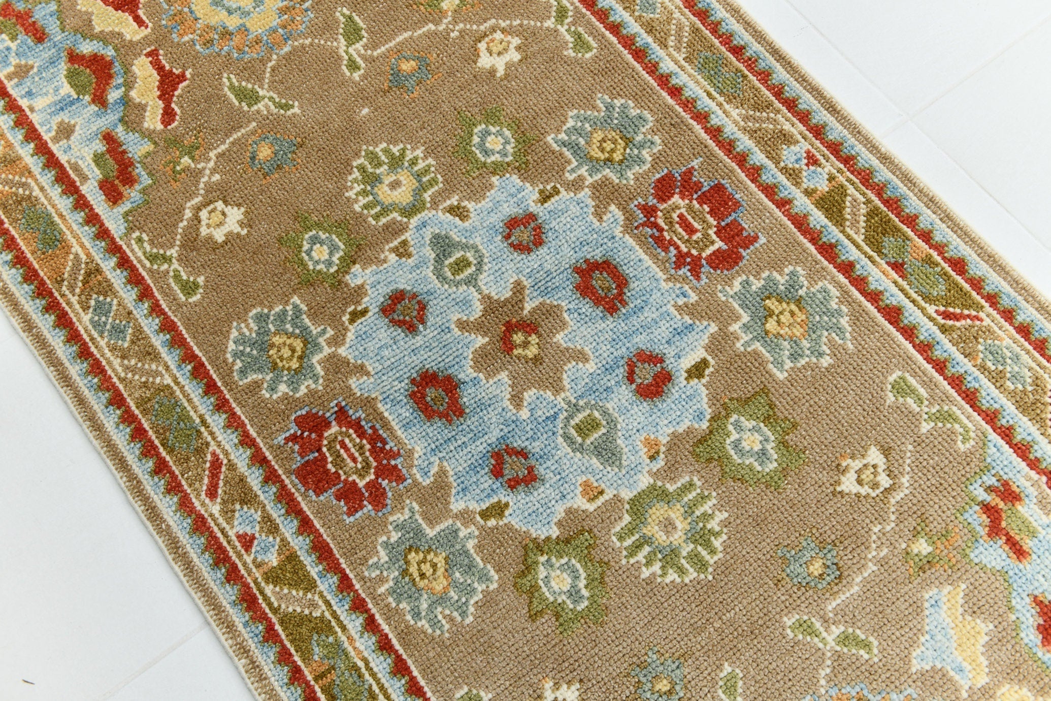 Turkish Vintage Oushak Rug 3’1’ x 12’1’