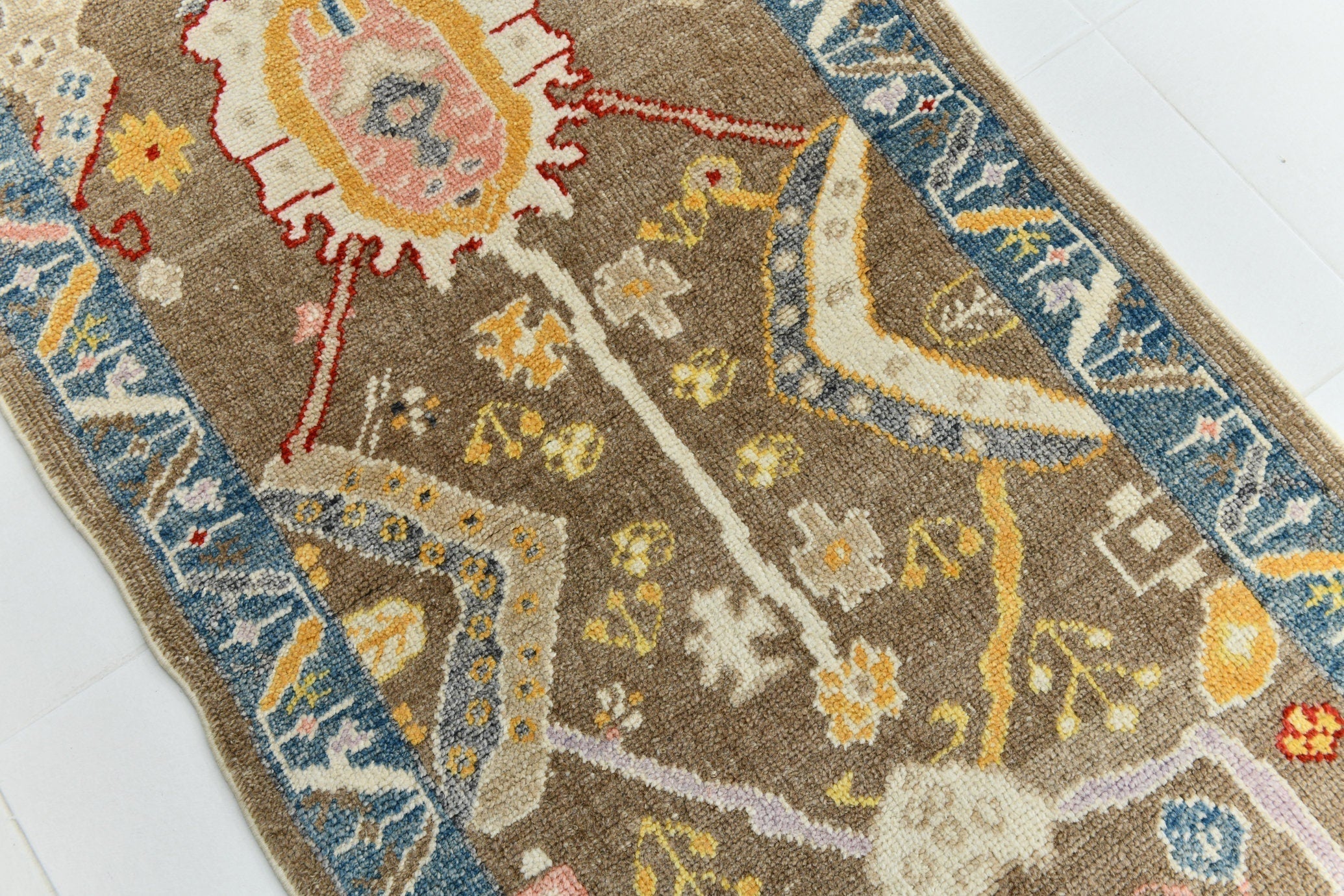 Turkish Vintage Oushak Rug 3’1’ x 12’11’