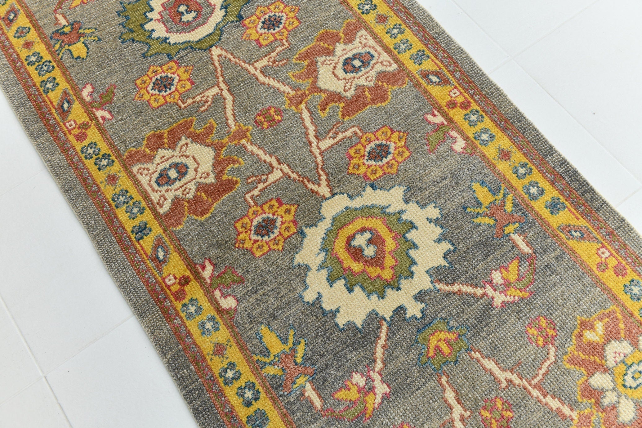 Turkish Vintage Oushak Rug 3’1’ x 12’8’