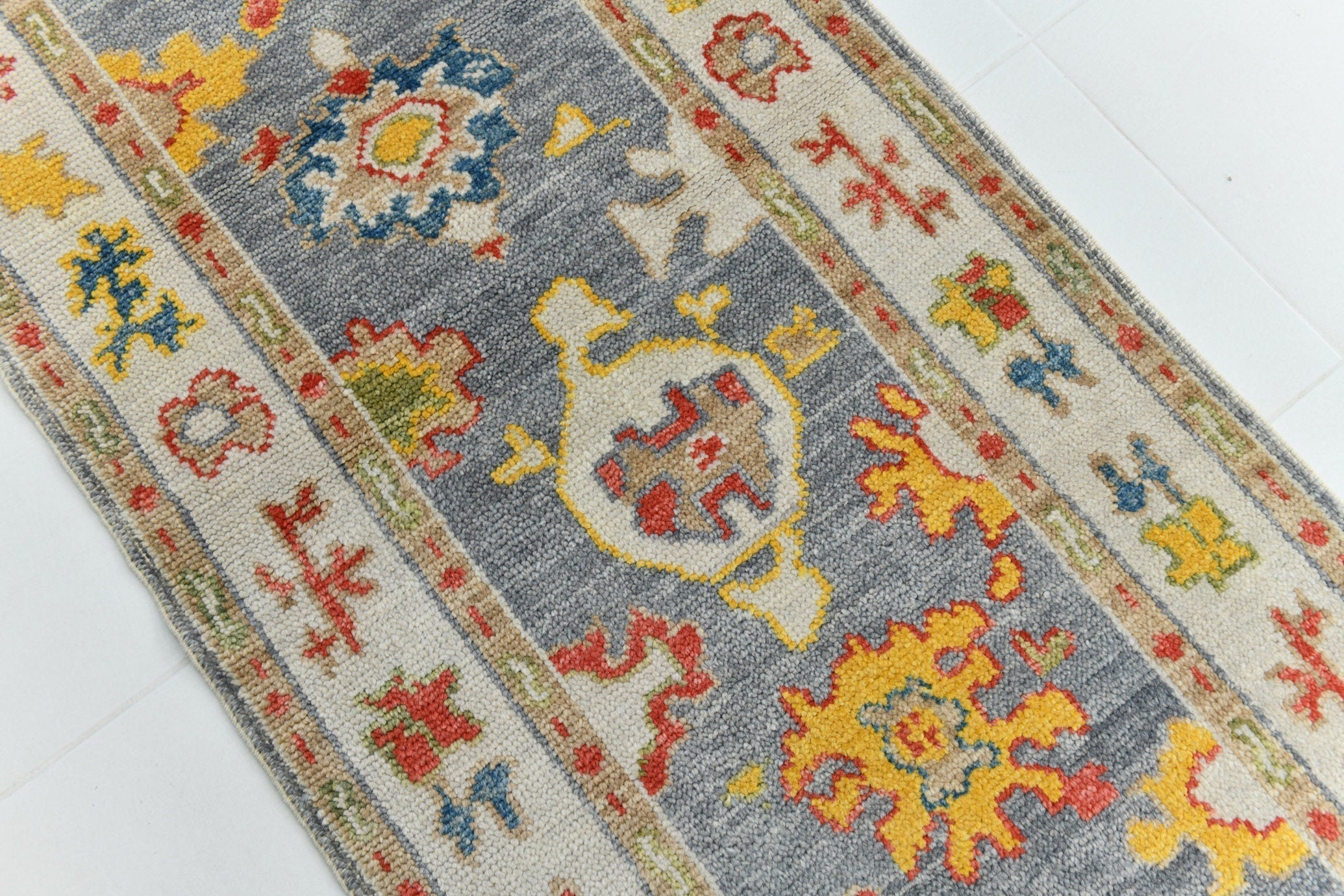 Turkish Vintage Oushak Rug 3’1’ x 13’9’