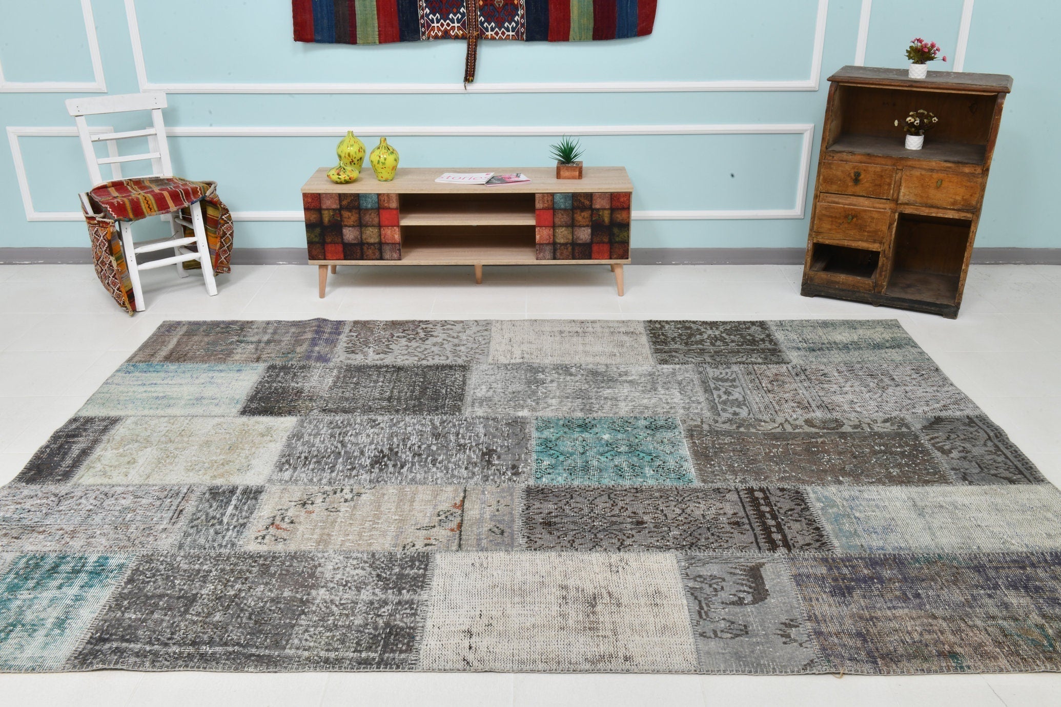 Turkish Vintage Patchwork Rug 10’0’ x 6’11’