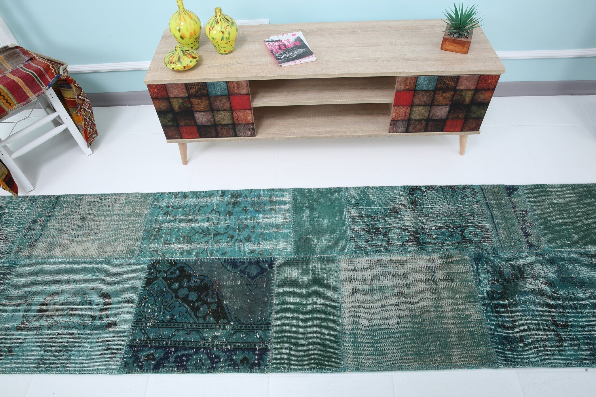 Turkish Vintage Patchwork Rug 10’1’ x 2’7’