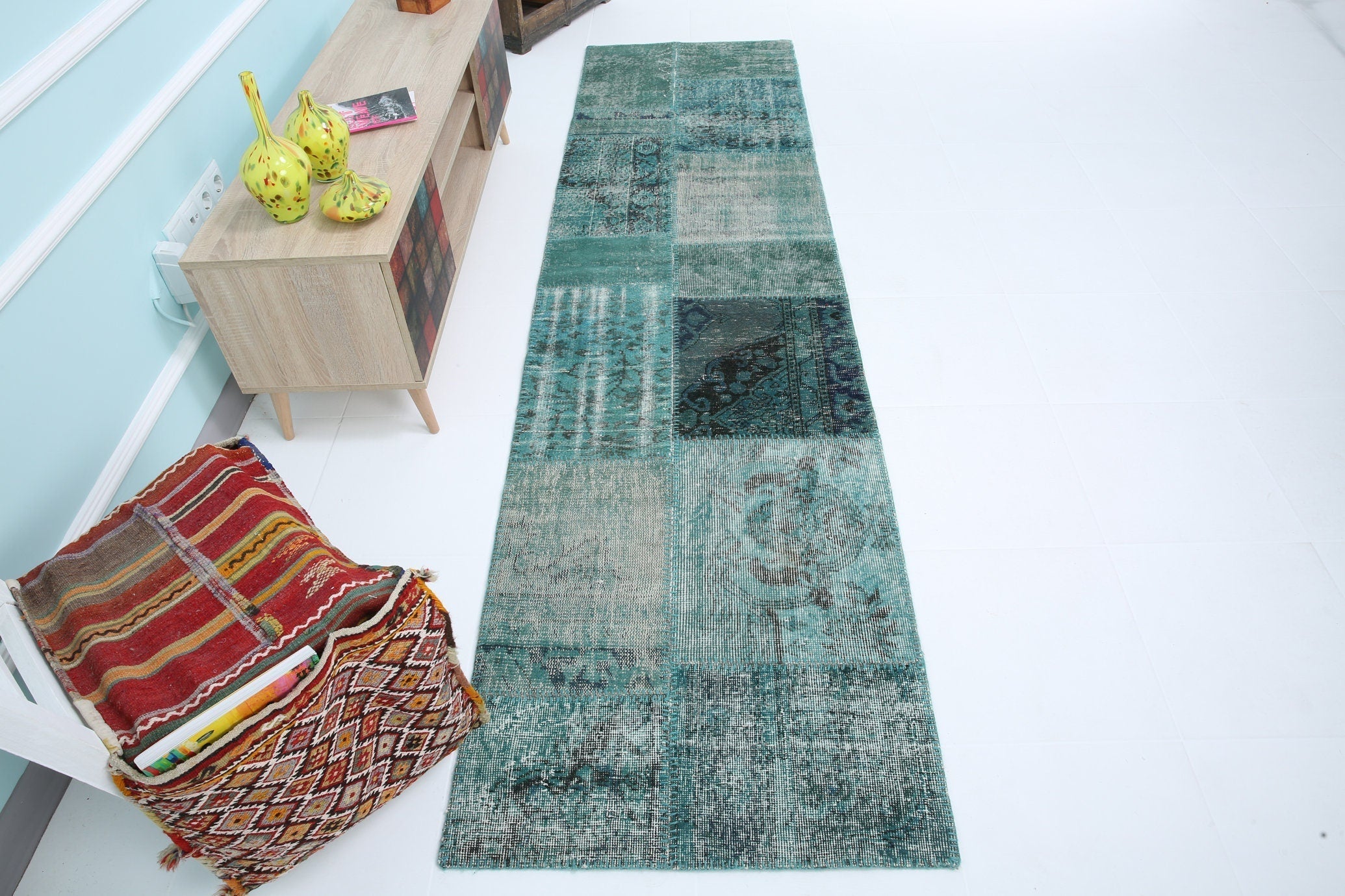 Turkish Vintage Patchwork Rug 10’1’ x 2’7’