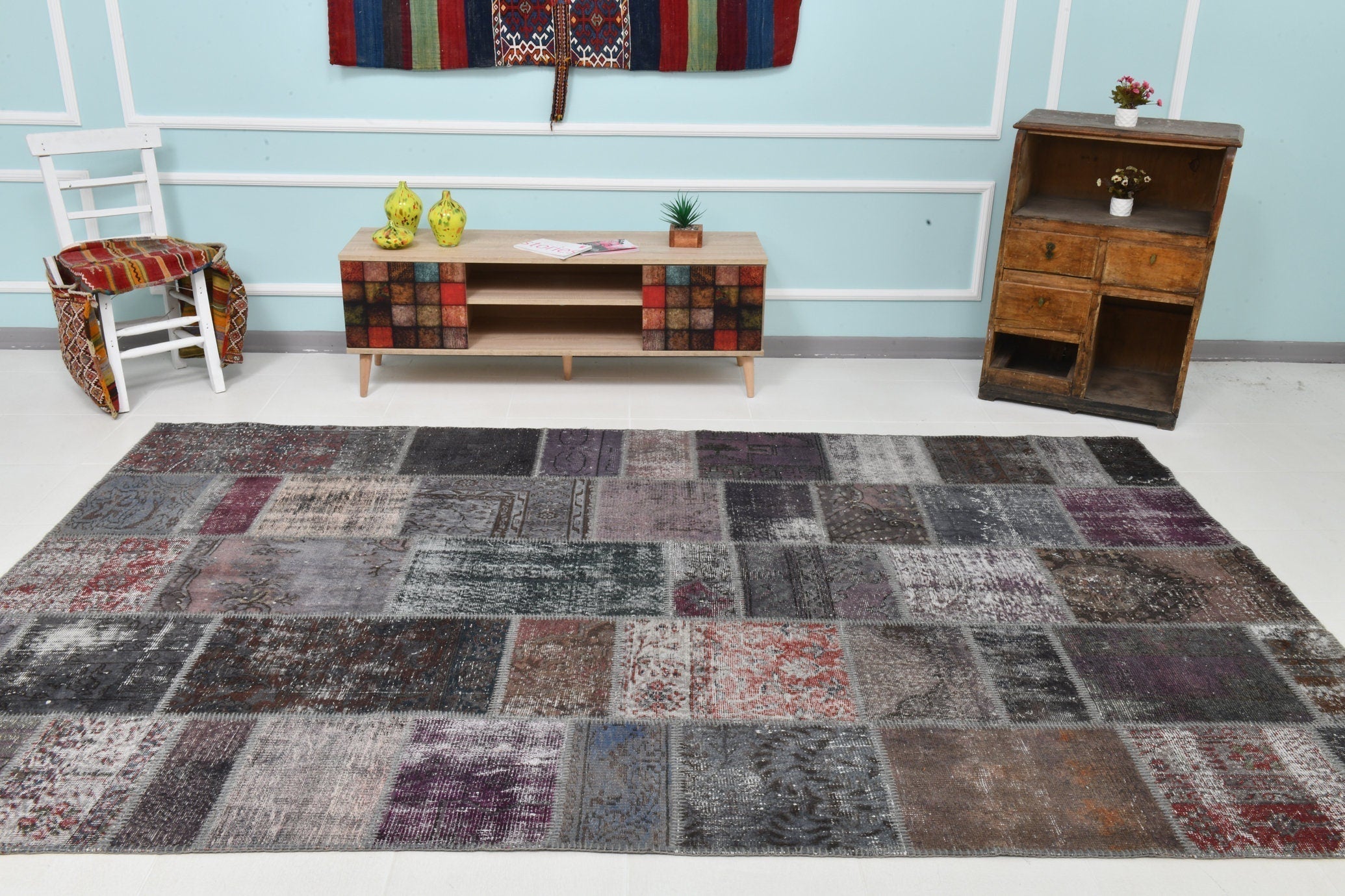 Turkish Vintage Patchwork Rug 10’4’ x 6’7’
