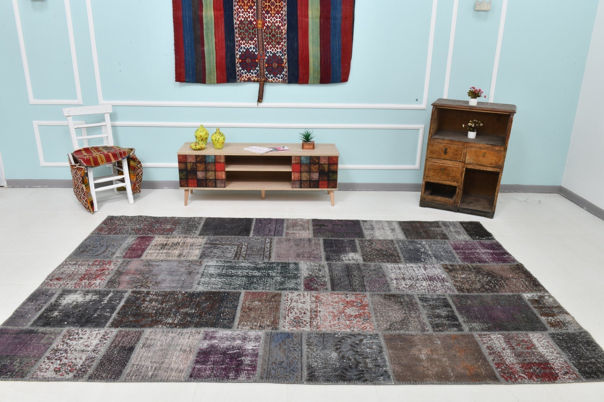 Turkish Vintage Patchwork Rug 10’4’ x 6’7’