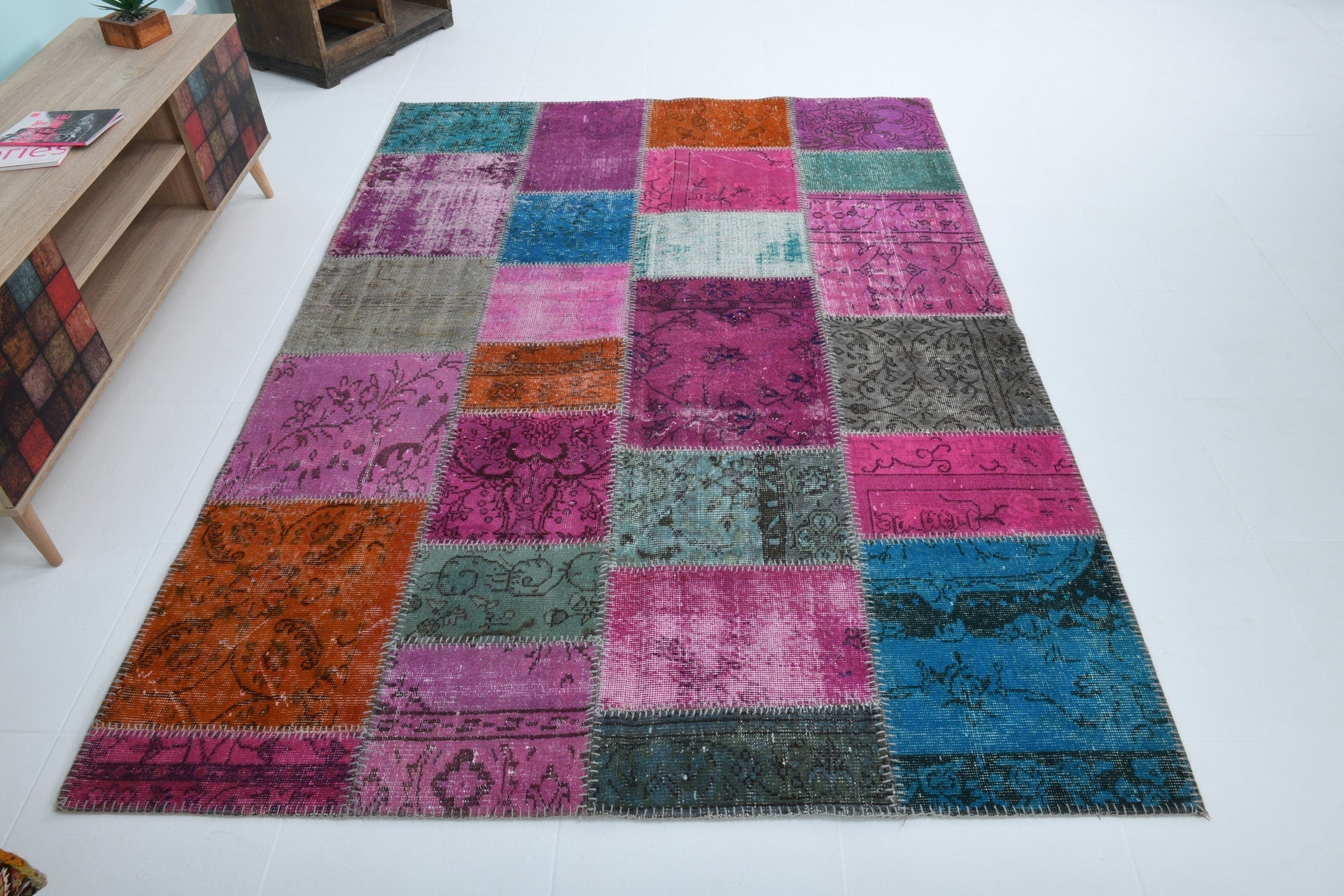 Turkish Vintage Patchwork Rug 5’7’’ x 7’11’’