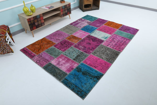 Turkish Vintage Patchwork Rug 5’7’’ x 7’11’’