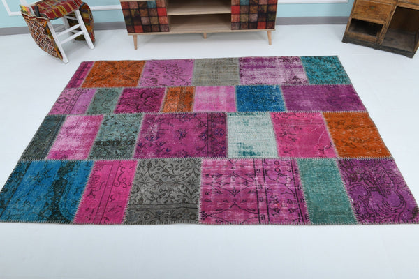 Turkish Vintage Patchwork Rug 5’7’’ x 7’11’’