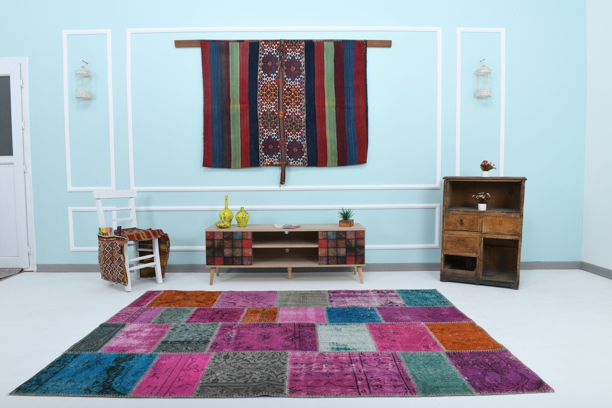 Turkish Vintage Patchwork Rug 5’7’’ x 7’11’’