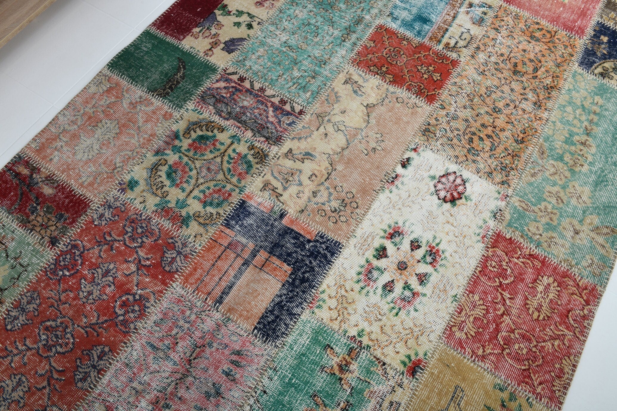 Turkish Vintage Patchwork Rug 7’11’ x 5’9’