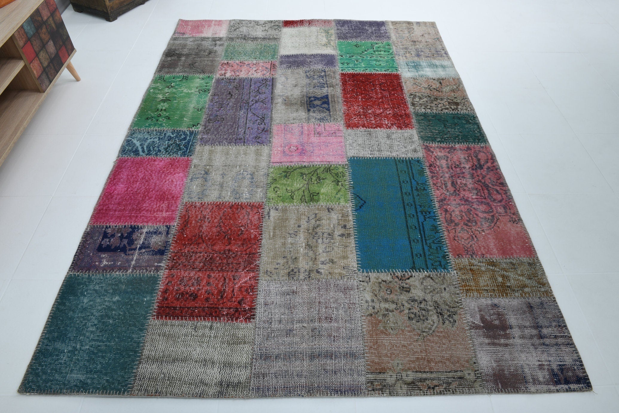 Turkish Vintage Patchwork Rug 7’11’ x 5’9’