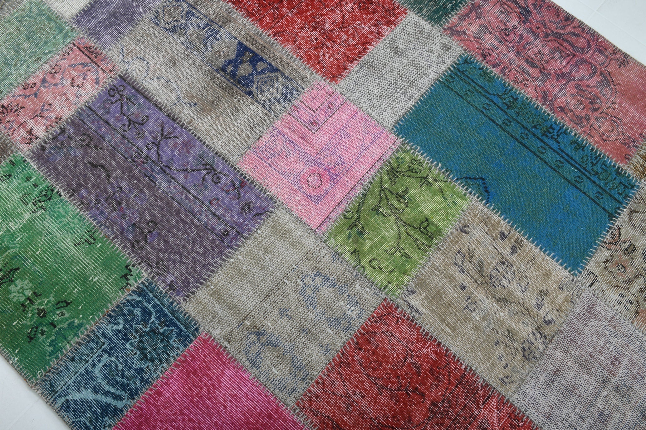 Turkish Vintage Patchwork Rug 7’11’ x 5’9’