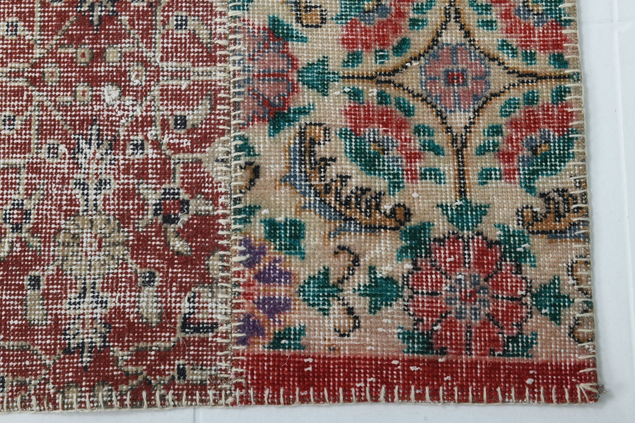 Turkish Vintage Patchwork Rug 7’11’ x 5’9’