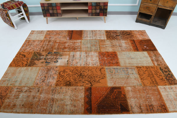 Turkish Vintage Patchwork Rug 7’12’ x 5’9’