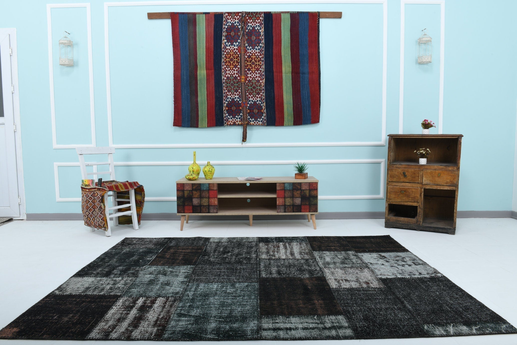 Turkish Vintage Patchwork Rug 8’0’ x 5’11’