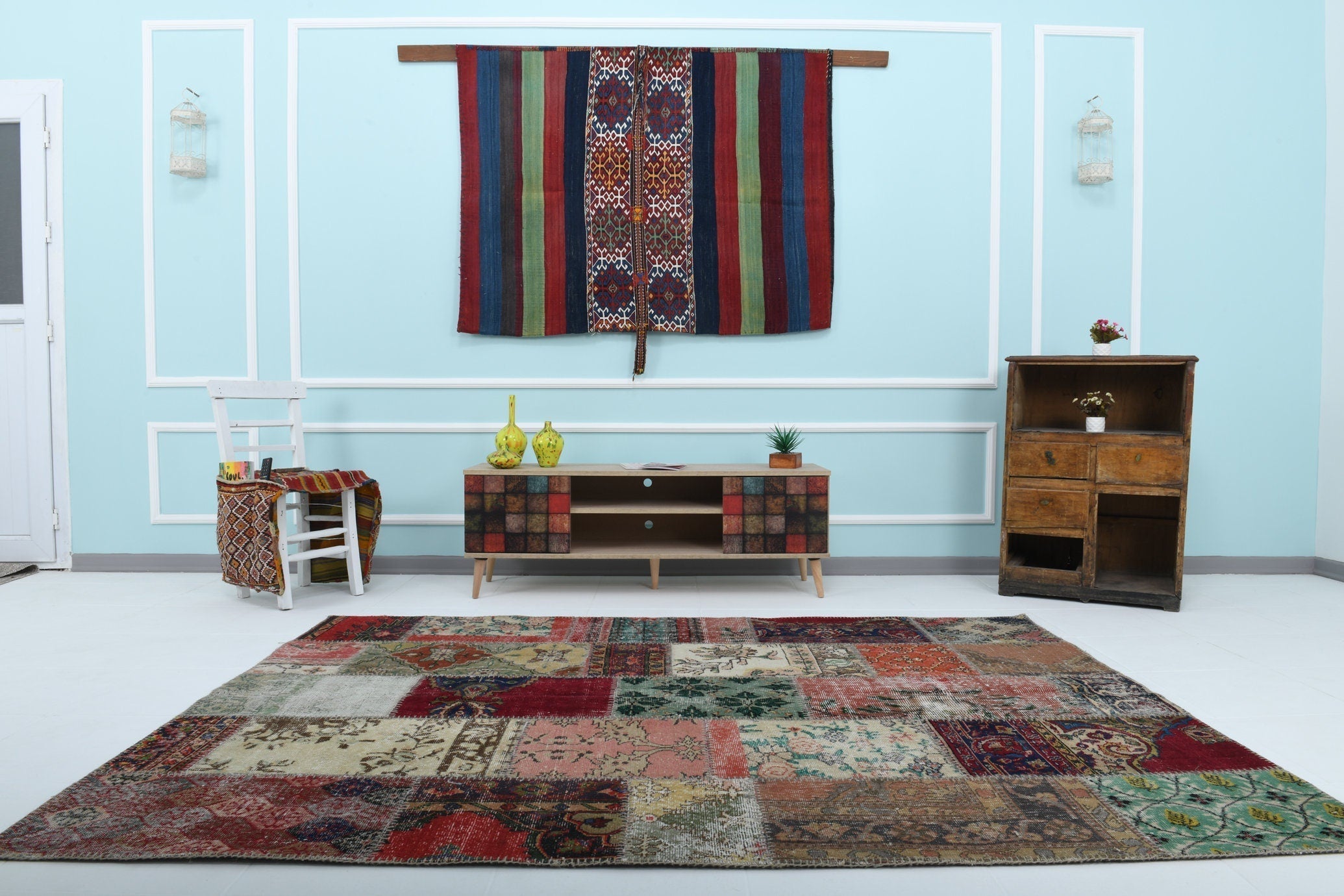 Turkish Vintage Patchwork Rug 8’0’ x 5’9’