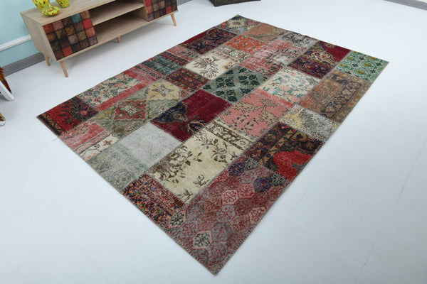 Turkish Vintage Patchwork Rug 8’0’ x 5’9’