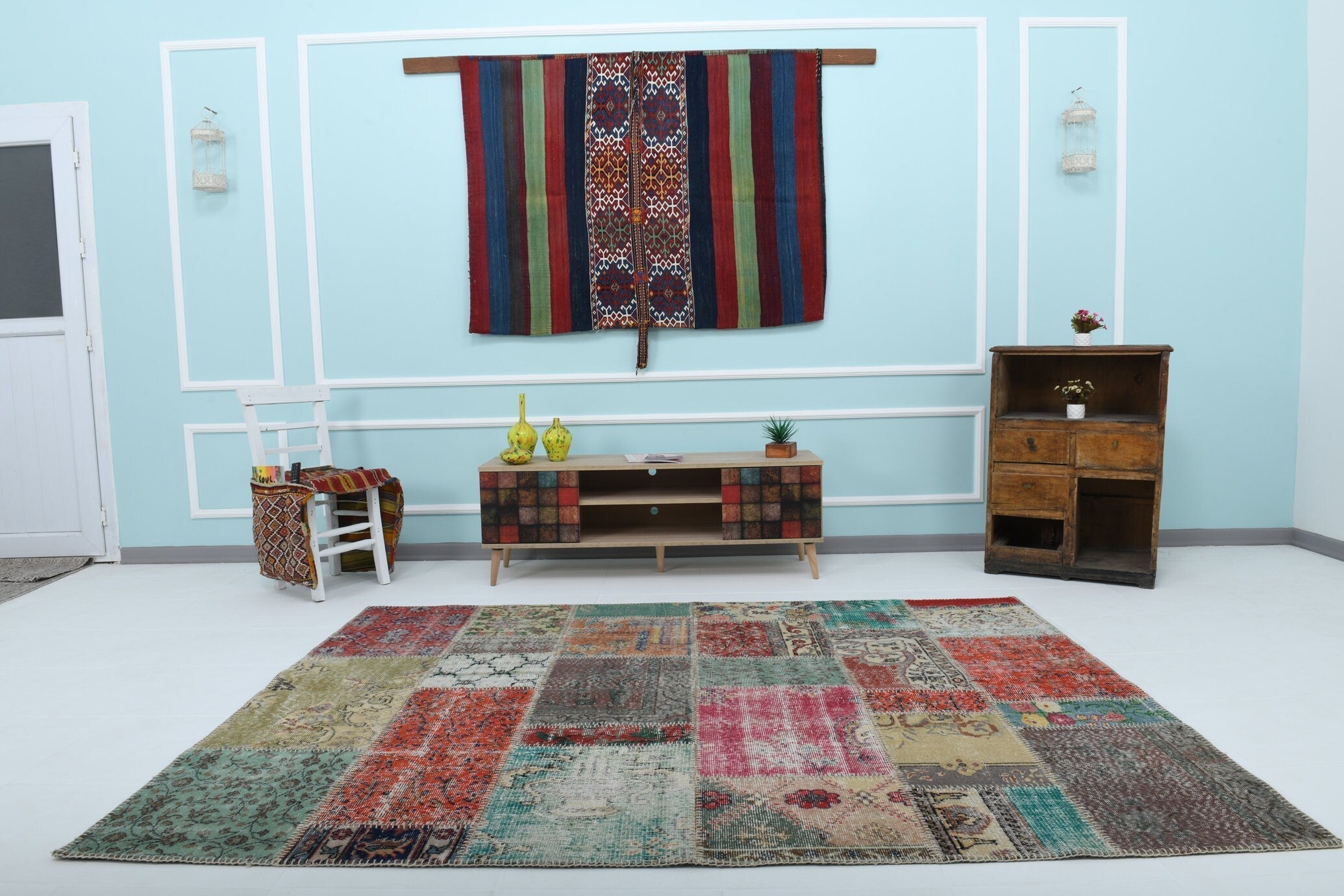 Turkish Vintage Patchwork Rug 8’1’ x 5’11’